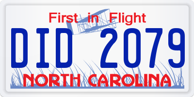 NC license plate DID2079