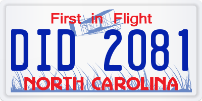 NC license plate DID2081