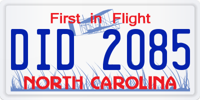 NC license plate DID2085