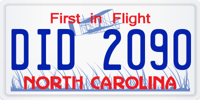 NC license plate DID2090