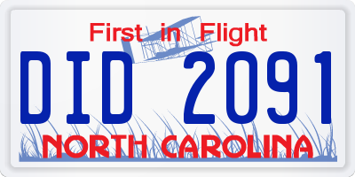NC license plate DID2091