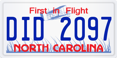 NC license plate DID2097