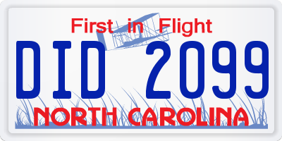 NC license plate DID2099