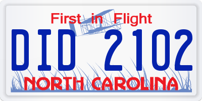 NC license plate DID2102