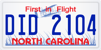 NC license plate DID2104