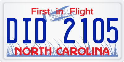 NC license plate DID2105