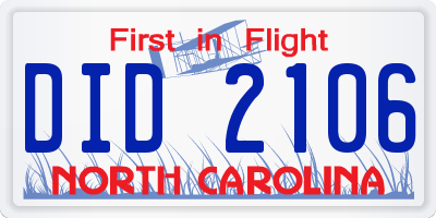NC license plate DID2106