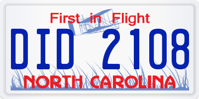 NC license plate DID2108
