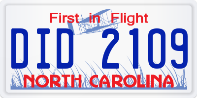 NC license plate DID2109