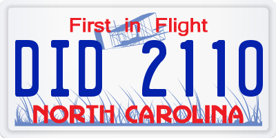 NC license plate DID2110