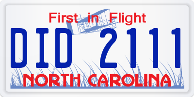 NC license plate DID2111