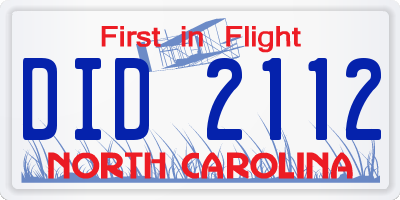 NC license plate DID2112