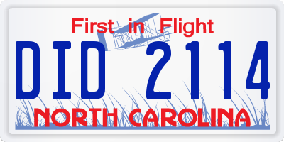NC license plate DID2114