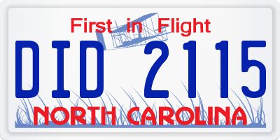 NC license plate DID2115