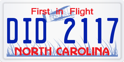 NC license plate DID2117
