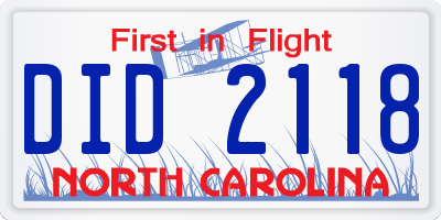 NC license plate DID2118
