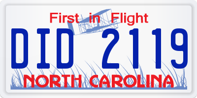 NC license plate DID2119
