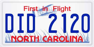 NC license plate DID2120
