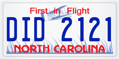 NC license plate DID2121
