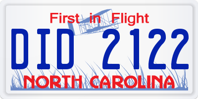 NC license plate DID2122