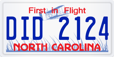 NC license plate DID2124