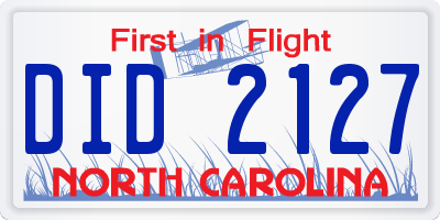 NC license plate DID2127