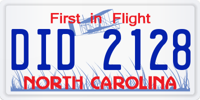 NC license plate DID2128
