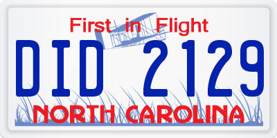 NC license plate DID2129