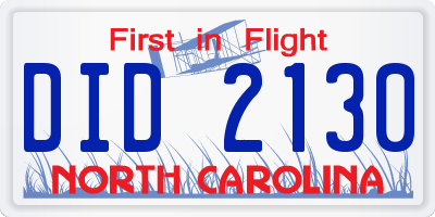 NC license plate DID2130