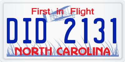 NC license plate DID2131