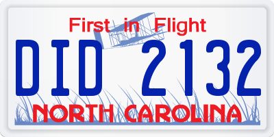 NC license plate DID2132
