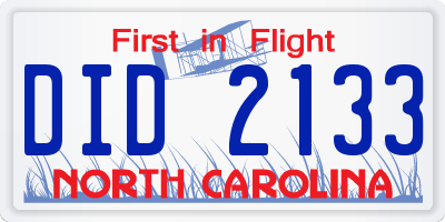 NC license plate DID2133