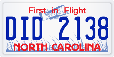 NC license plate DID2138