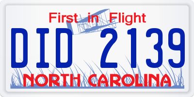 NC license plate DID2139