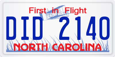 NC license plate DID2140