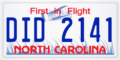 NC license plate DID2141