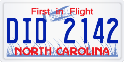 NC license plate DID2142