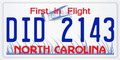 NC license plate DID2143