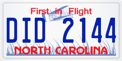 NC license plate DID2144