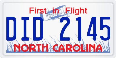 NC license plate DID2145