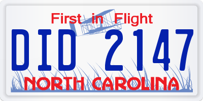 NC license plate DID2147