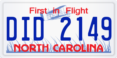 NC license plate DID2149