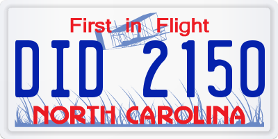 NC license plate DID2150