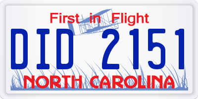 NC license plate DID2151
