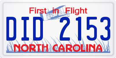 NC license plate DID2153