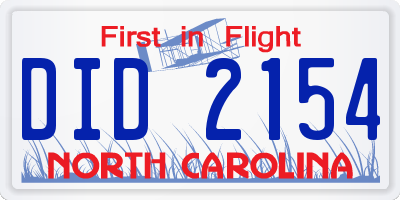 NC license plate DID2154
