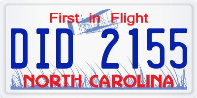 NC license plate DID2155