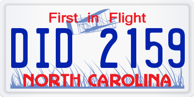 NC license plate DID2159