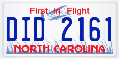 NC license plate DID2161