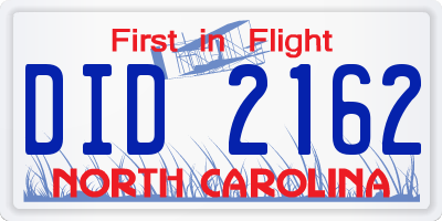 NC license plate DID2162